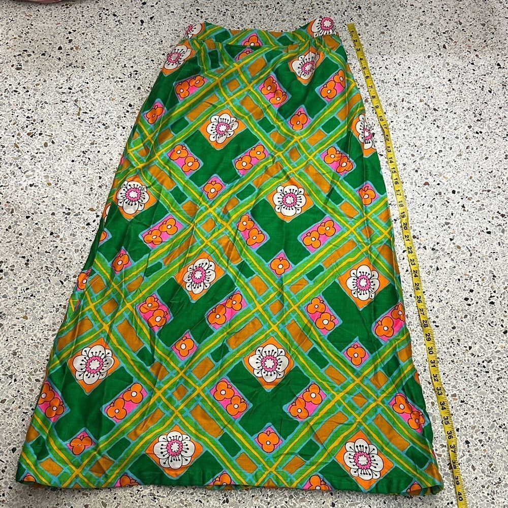Alex Colman California green pink retro maxi skirt 4 disco 60’s